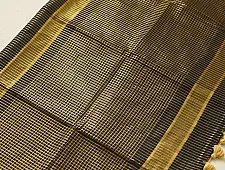 कमला | Handloom Cotton Saree | Zari Checks .  Black