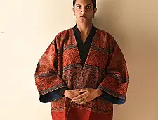 Kimono | Reversible Jacket  - Ajrakh & Denim 