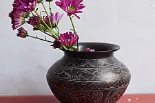 Antiquities from Khajuraho ~ Carved Brass Lota - F