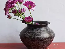 Antiquities from Khajuraho ~ Carved Brass Lota - F