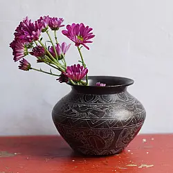 Antiquities from Khajuraho ~ Carved Brass Lota - F