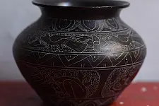 Antiquities from Khajuraho ~ Carved Brass Lota - F