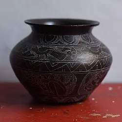 Antiquities from Khajuraho ~ Carved Brass Lota - F