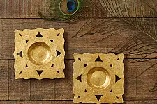 Ahar ~ Brass Handcrafted T-Light Holder - (Set of Two)