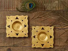 Ahar ~ Brass Handcrafted T-Light Holder - (Set of Two)