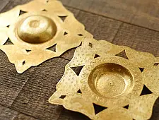 Ahar ~ Brass Handcrafted T-Light Holder - (Set of Two)