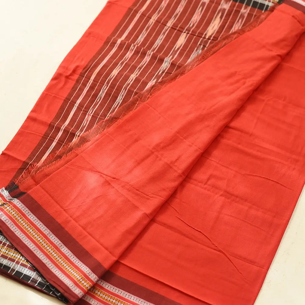 Cotton weaves ~ Ikat Saree Red