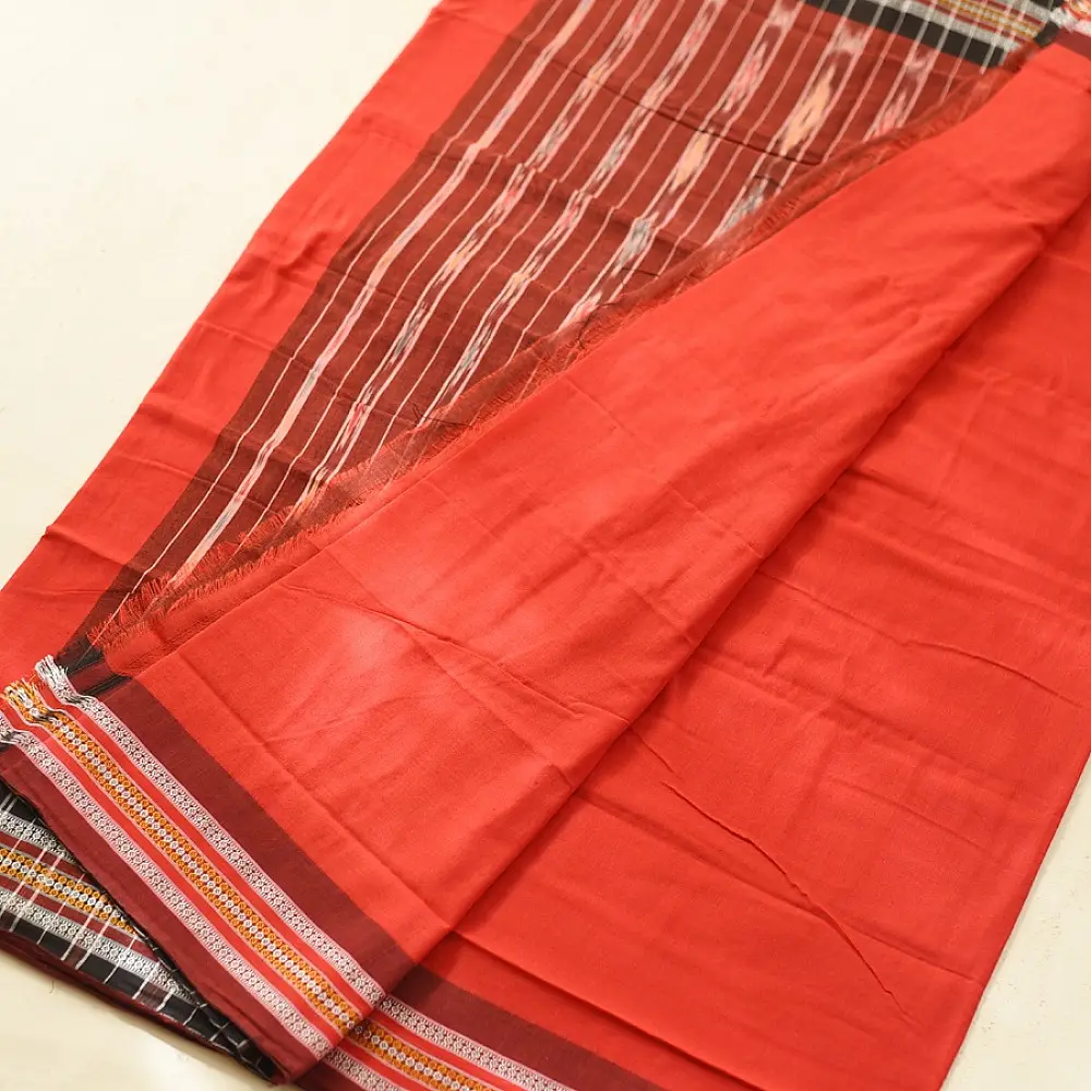 Cotton weaves ~ Ikat Saree Red