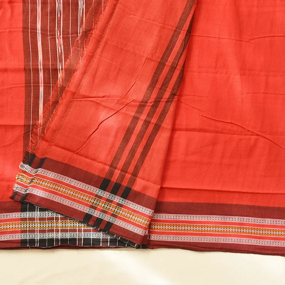 Cotton weaves ~ Ikat Saree Red