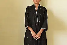 Jamdani Handloom Cotton Black Dress