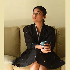 Jamdani Handloom Cotton Black Dress