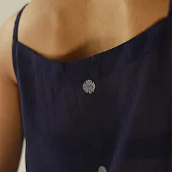 Itr . Jamdani Handloom Sleeveless Top | Dark Blue