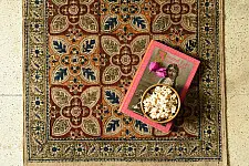 A finite infinity ❧ Kalamkari Natural Color Dhurrie ( 2 X 3 ) - E