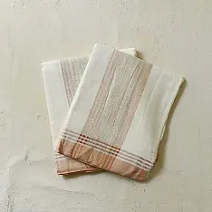 Damodar . दामोदर ✩ Handloom Cotton x Cotton Dhoti Khes - Rose Gold Border 