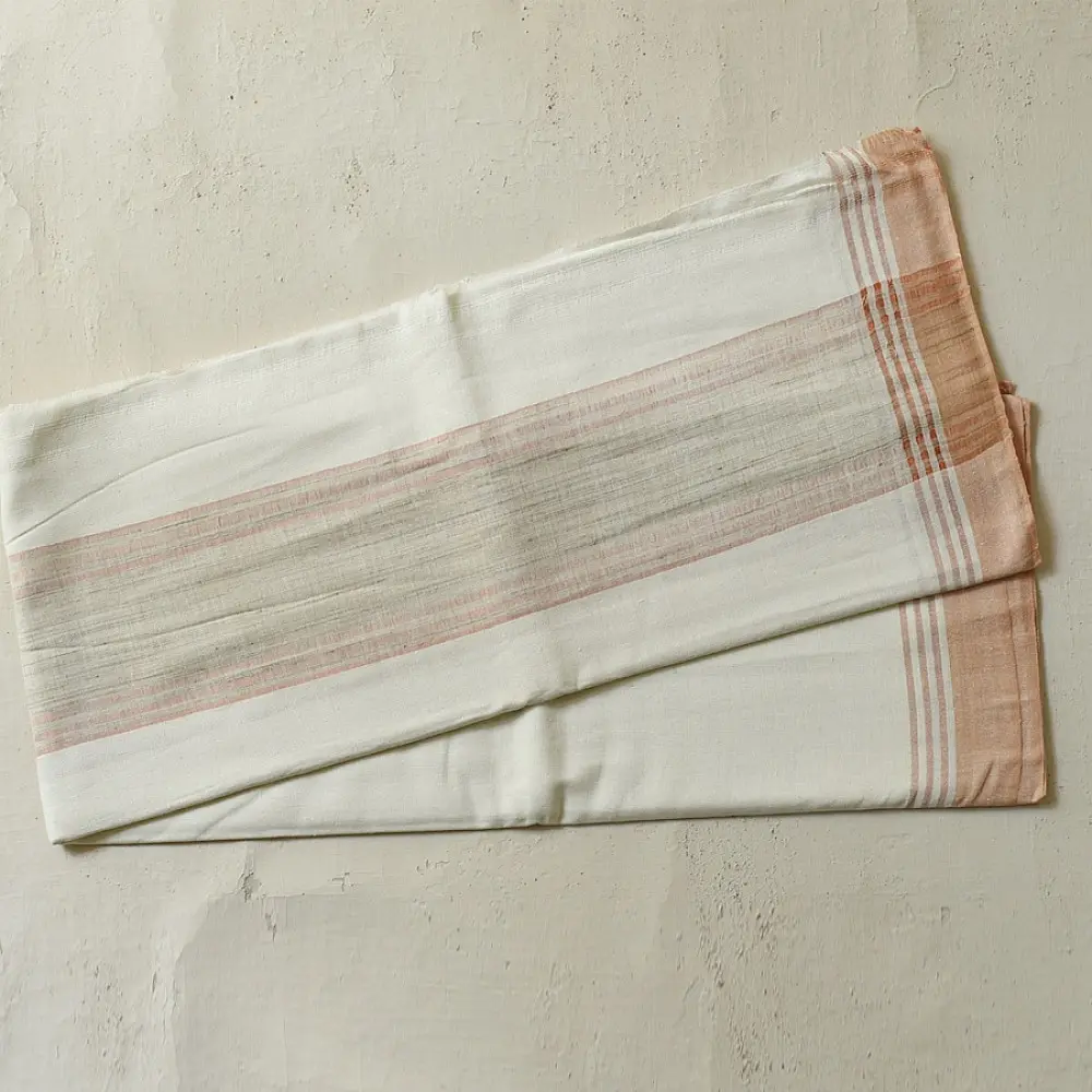 shop Handloom Cotton x Cotton Dhoti Khes - Rose Gold Border 
