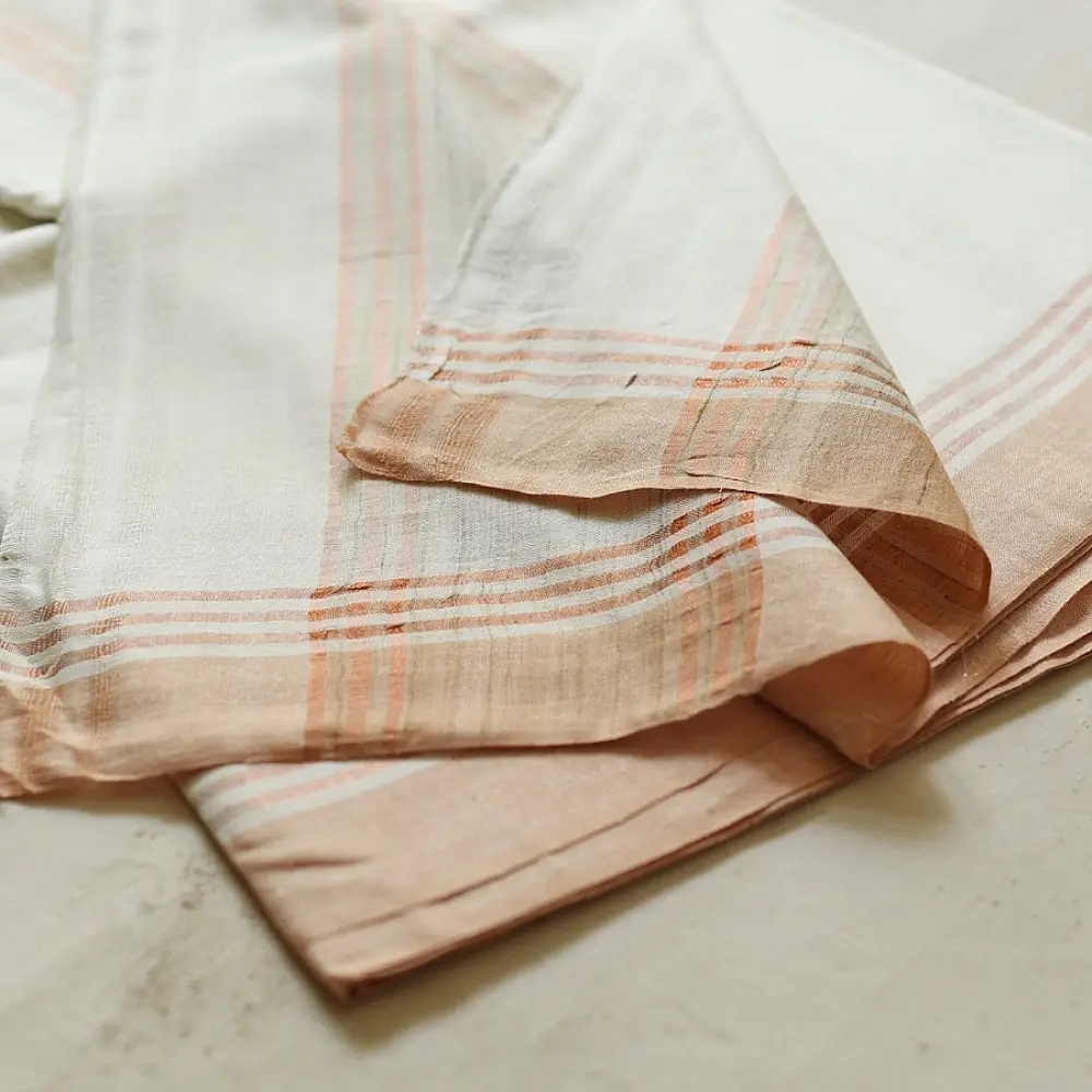shop Handloom Cotton x Cotton Dhoti Khes - Rose Gold Border 