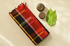Sadaa . सदा ✡ Begampuri Handloom Cotton Saree - Multi-Color Plaid Checks 