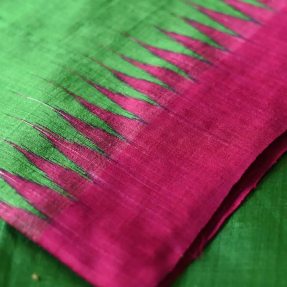 shop Handwoven Pure Tussar Silk Green Saree