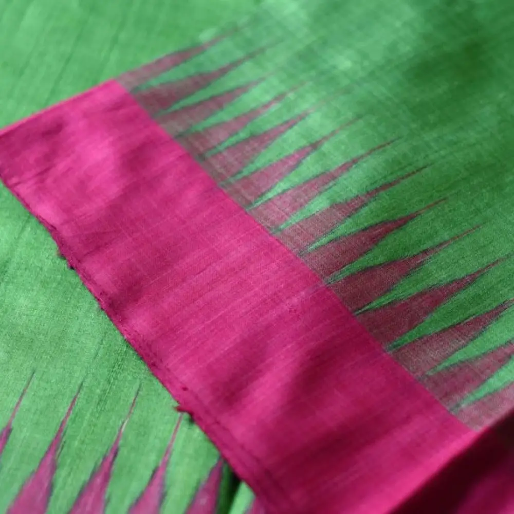 shop Handwoven Pure Tussar Silk Green Saree