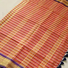 कमला | Handloom Cotton Saree | Checks . Zari Border