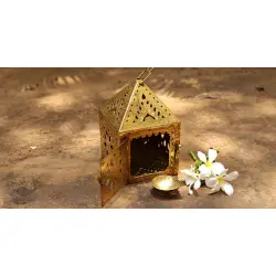 Ahar ✽ Brass ~ A Lamp with Diya (6.5" x 6.5 " x 7") -  3