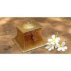 Ahar ✽ Brass ~ Square Dabro ( 6.5" x 6.5 x 5.5" Storage Box ) -  4