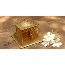 Ahar ✽ Brass ~ Square Dabro ( 6.5" x 6.5 x 5.5" Storage Box ) -  4