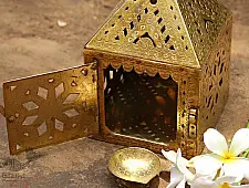 Ahar ✽ Brass ~ A Lamp with Diya (6.5" x 6.5 " x 7") -  3