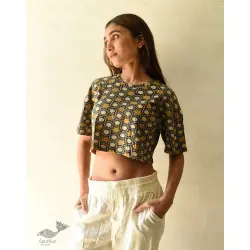 Hand Block Printed ✩ Natural Dyed Ajrakh Cotton Crop Top