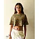 buy Yellow Cotton Crop Top - Vegetable Dyed Ajrakh Hand Printed