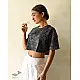 buy Vegetable Dyed Crop Top with Ajrakh Block Print