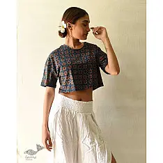 Hand Block Printed ✩ Ajrakh Block Printed Cotton Crop Top