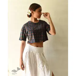 Hand Block Printed ✩ Ajrakh Block Printed Cotton Crop Top