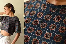 Hand Block Printed ✩ Ajrakh Block Printed Cotton Crop Top