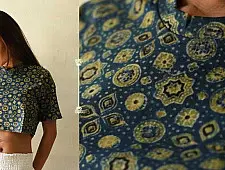 Hand Block Printed ✩ Ajrakh Block Printed Cotton Crop Top
