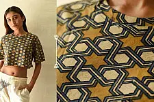Hand Block Printed ✩ Natural Dyed Ajrakh Cotton Crop Top