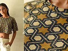 Hand Block Printed ✩ Natural Dyed Ajrakh Cotton Crop Top