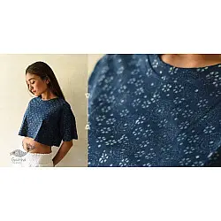 Hand Block Printed ✩ Vegetable Dyed Indigo Ajrakh Cotton Crop Top