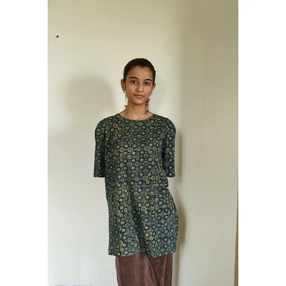 buy Block Printed & Vegetable Dyed ~ Ajrakh T-shirt