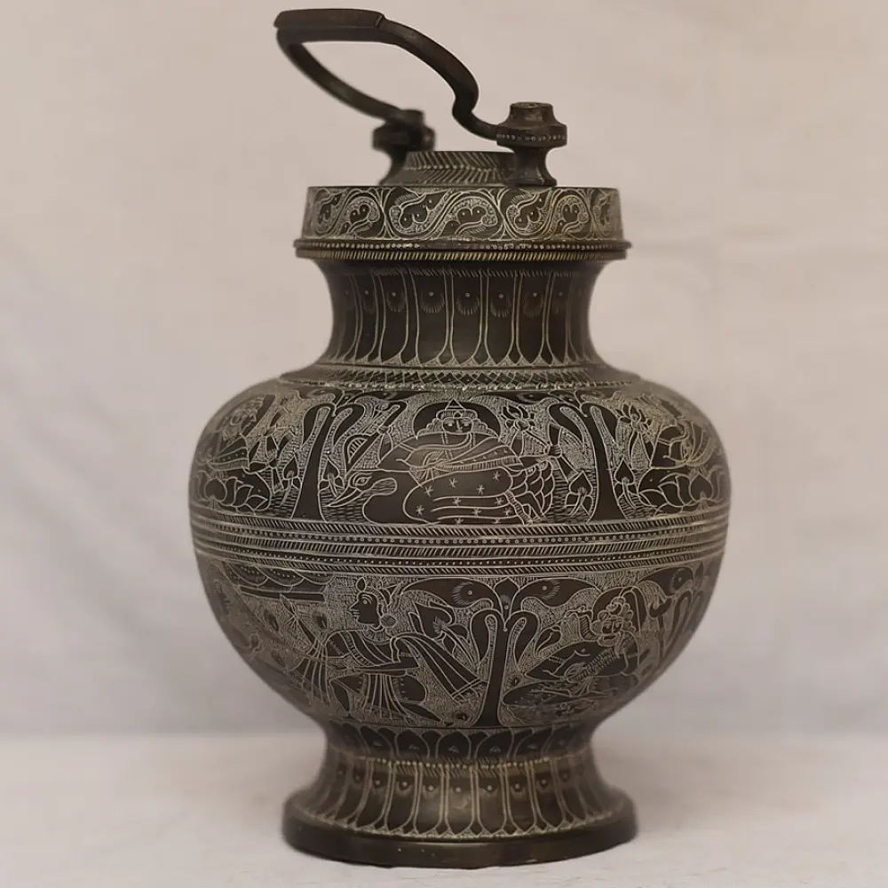 Shop Antique from Khajuraho Brass Saraswati Kalash