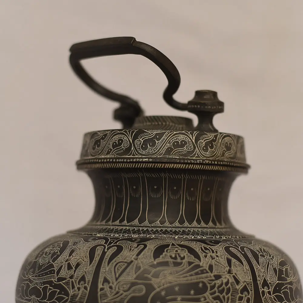 Shop Antique from Khajuraho Brass Saraswati Kalash