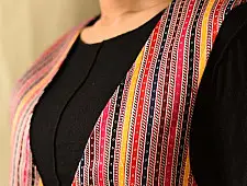 Mashru & Denim Jacket | Reversible Jacket - Multi Color Stripes