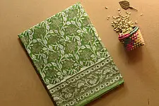 Indigenous Impressions ❣ Bagru Block Printed ~ Cotton Green Saree
