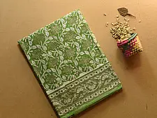 Indigenous Impressions ❣ Bagru Block Printed ~ Cotton Green Saree
