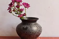 Antiquities from Khajuraho ~ Carving on Brass Lota / Kalash - Shiva