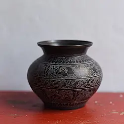 Antiquities from Khajuraho ~ Carving on Brass Lota / Kalash - Shiva