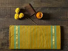 Rojana | Handloom Andhra Cotton Saree - Yellow & Green