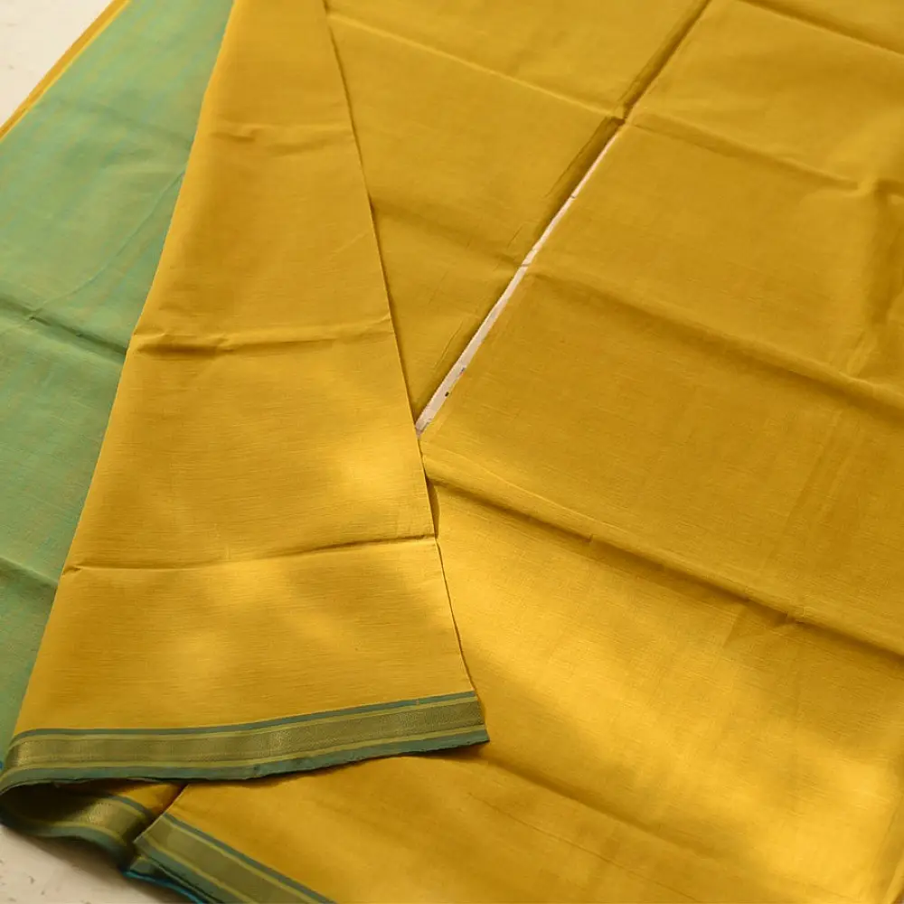 Handwoven cotton saree | Yellow & Green from Andhra Pradesh