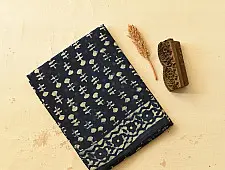 Sunday Afternoon ☕ Block Printed Dabu ~ Indigo Pure Cotton Saree