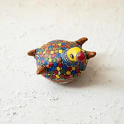 Madhuban . मधुबन ❁ Madhubani Hand Painted Paper Mache ~ Turtle (Two Options)